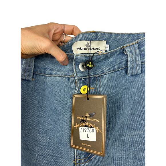 Vivienne Westwood High Rise Wide Leg Button Fly Jeans Sz Large - Picture 7 of 11